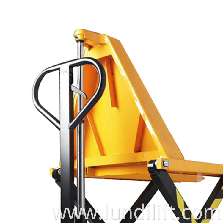 Manual hydraulic high lift truck